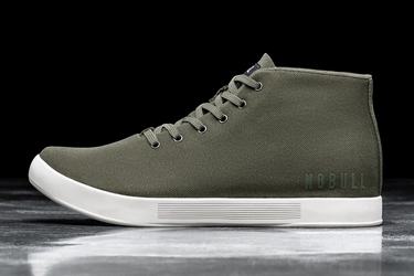 Nobull Canvas Mid Men's Trainers Dark Green White | Australia (RY2681)